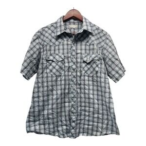Wrangler Wrancher Men's Large Blue Plaid Pearl Snap Shirt